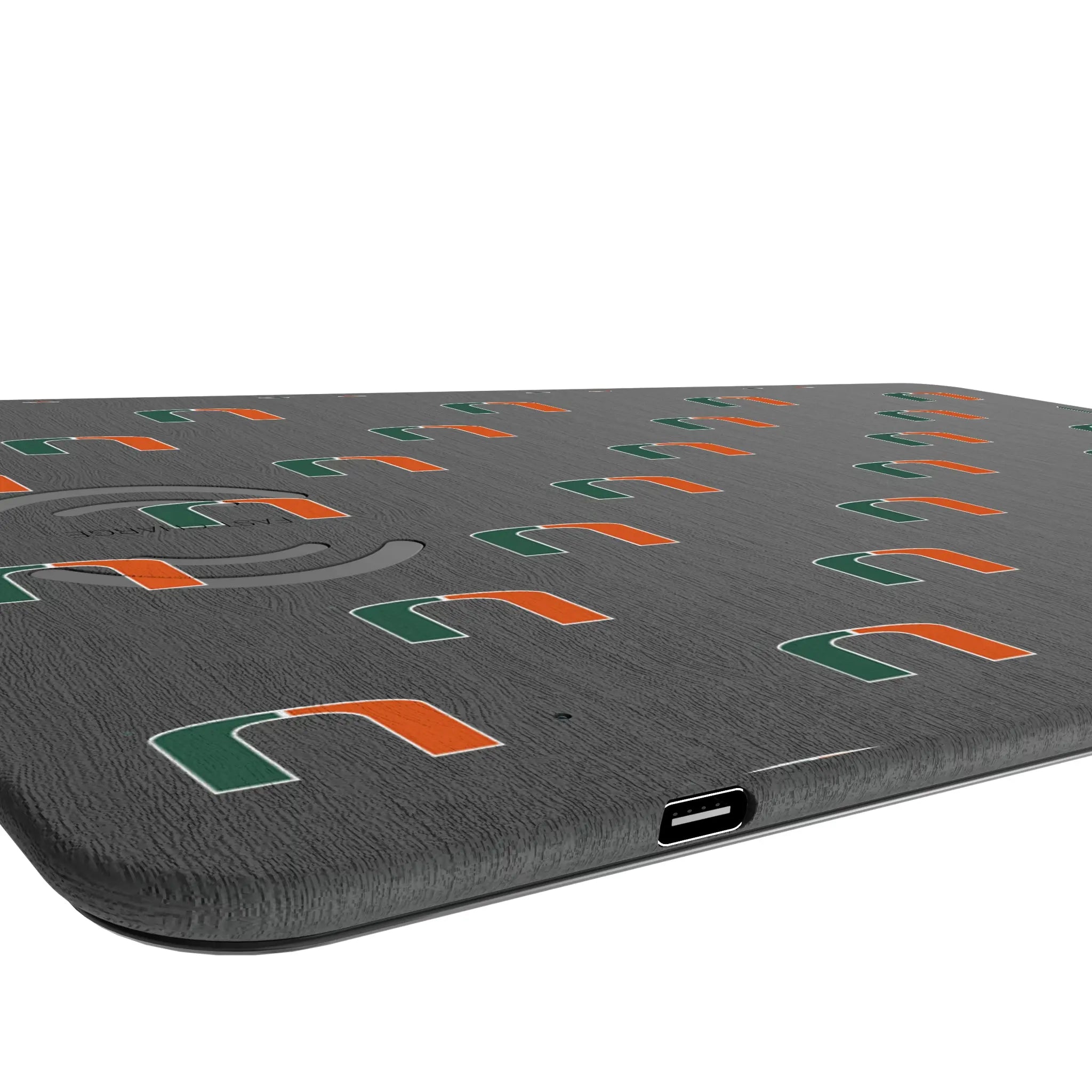 University of Miami Hurricanes Fashion Pattern 15-Watt Wireless Charger and Mouse Pad