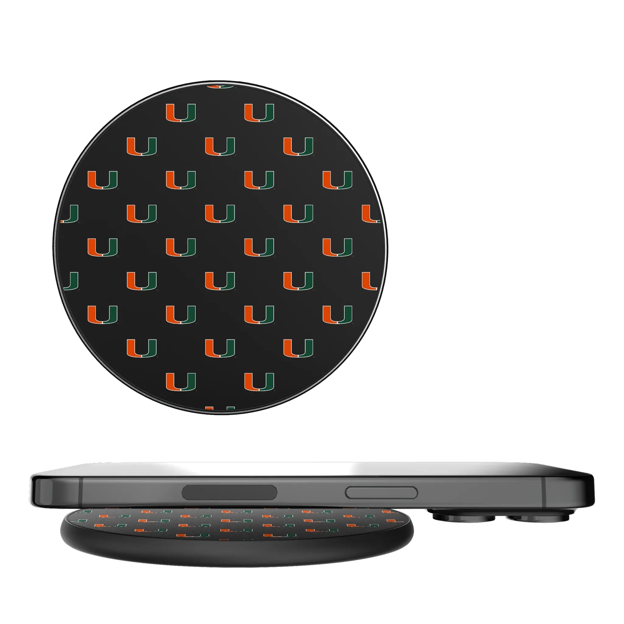 University of Miami Hurricanes Fashion Pattern 15-Watt Wireless Charger