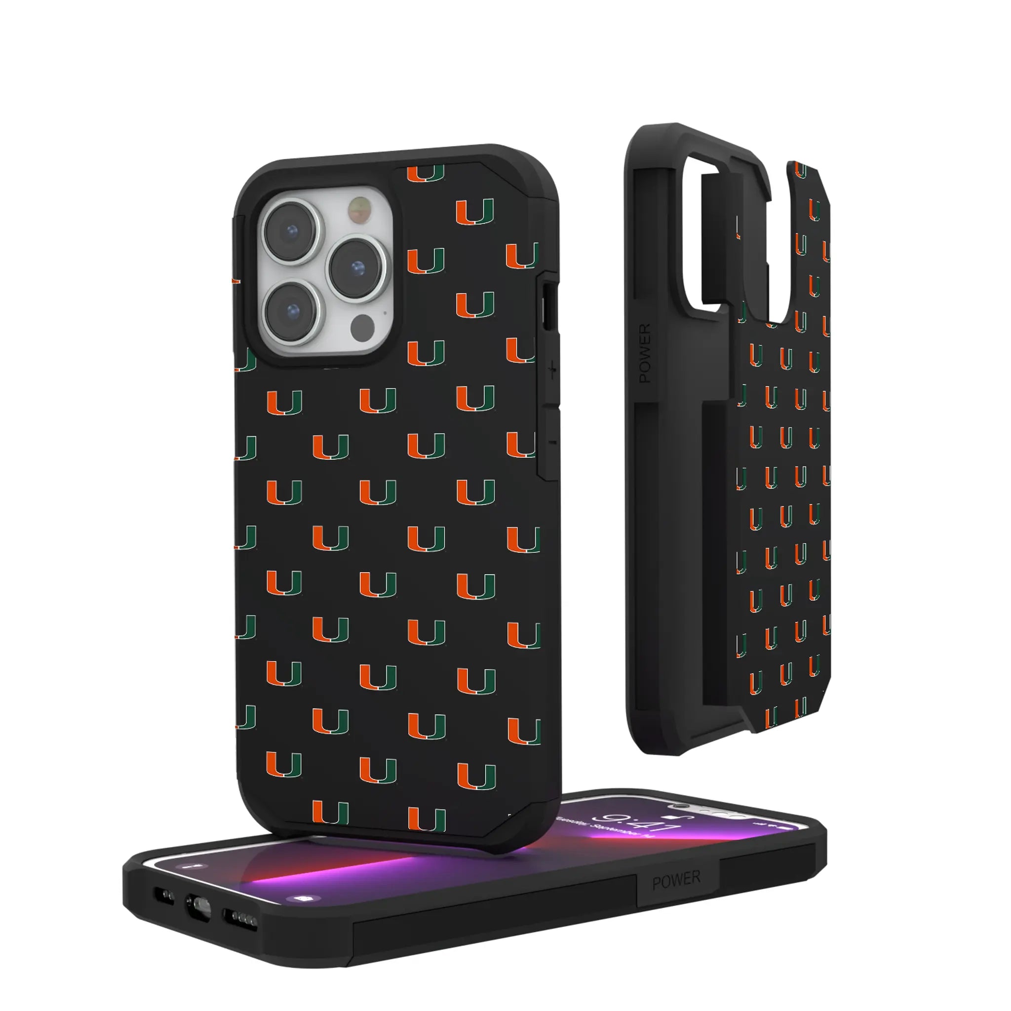 University of Miami Hurricanes Fashion Pattern Rugged Phone Case for Apple iPhone