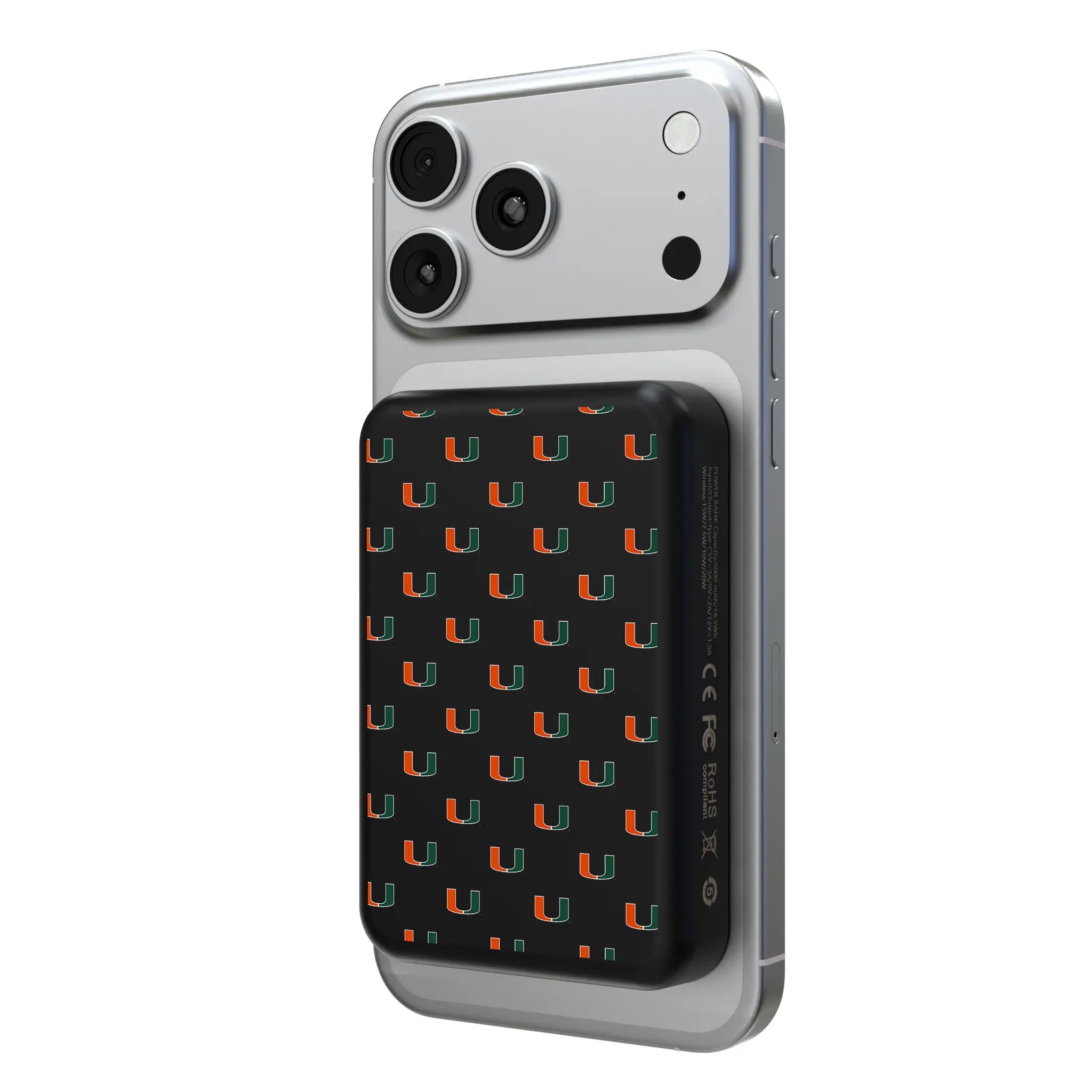University of Miami Hurricanes Fashion Pattern Wireless Mag Power Bank