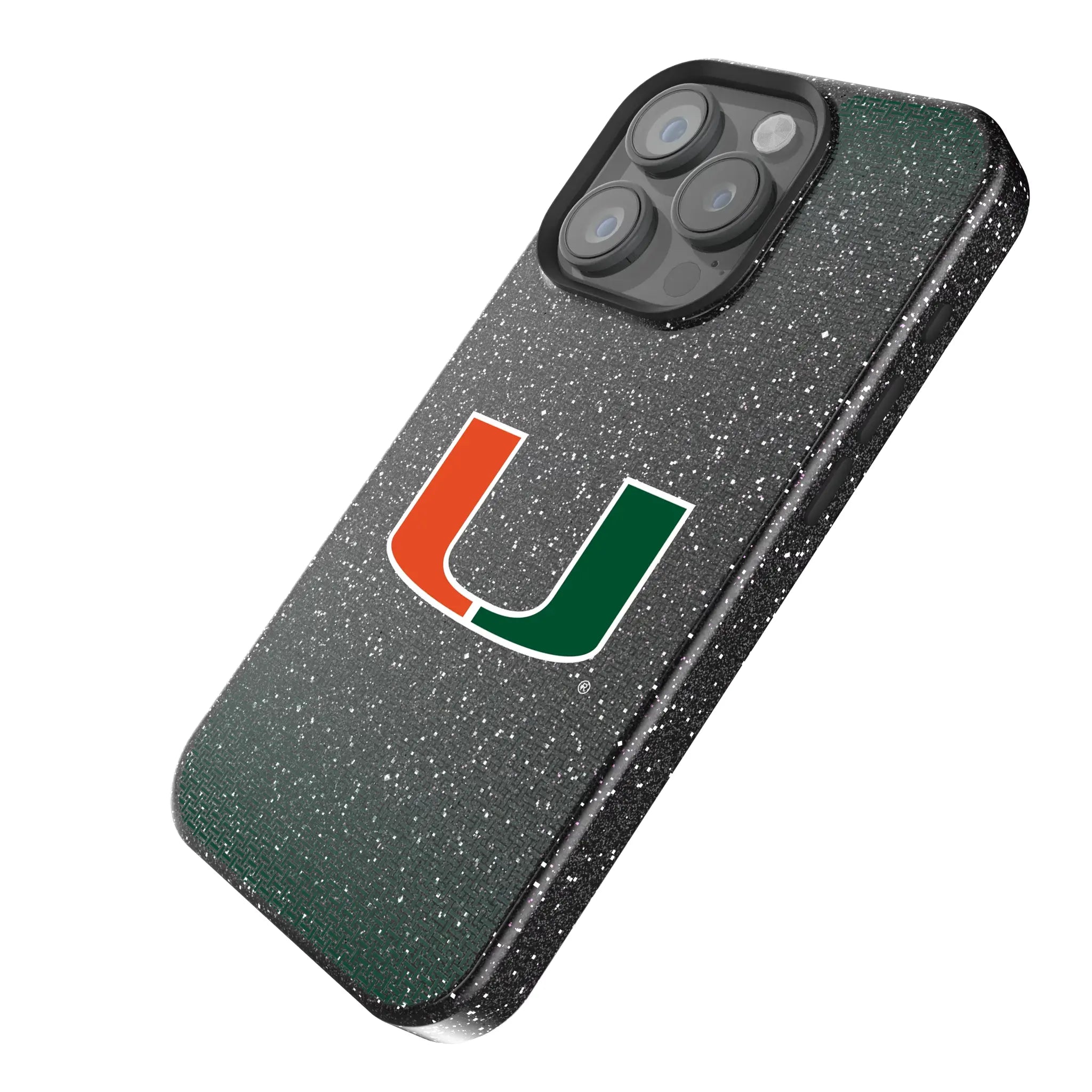 University of Miami Hurricanes Linen Black Bling Phone Case for Apple iPhone