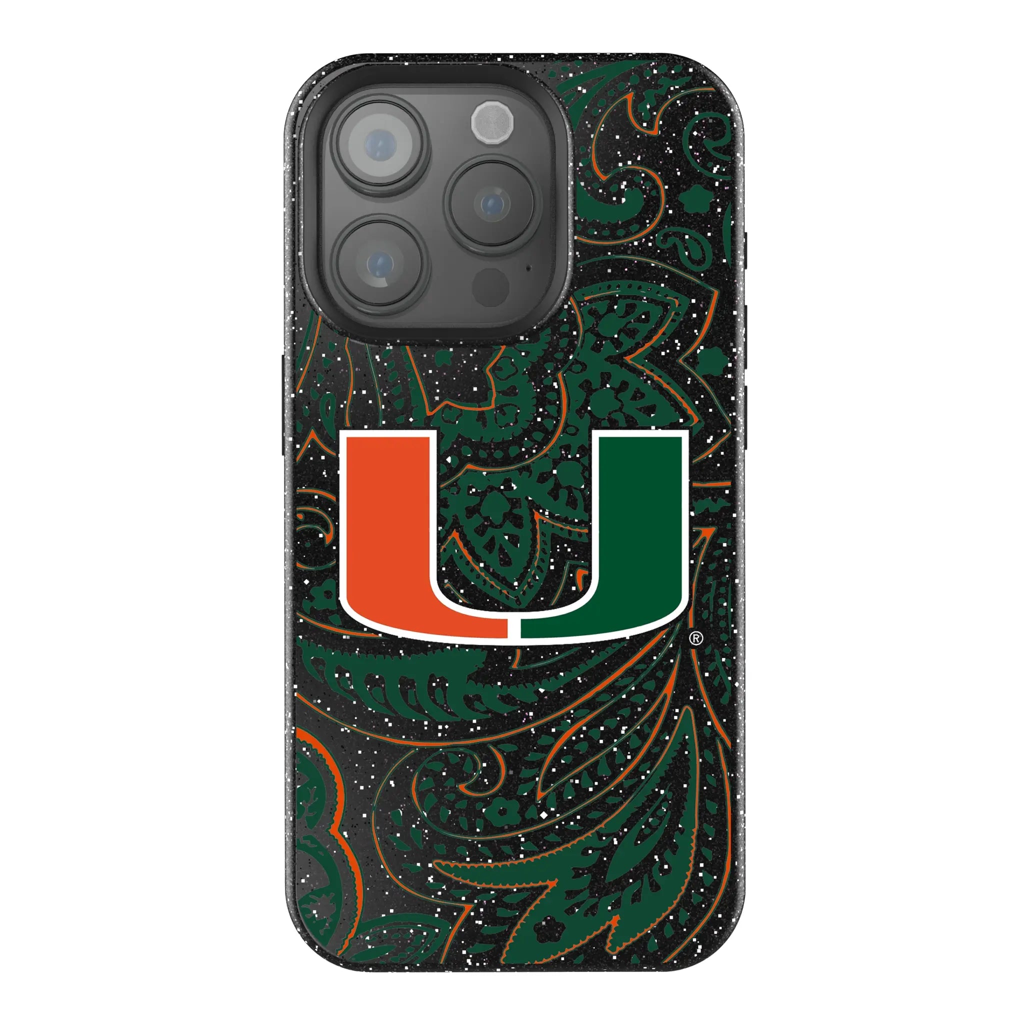 University of Miami Hurricanes Paisley Black Bling Phone Case for Apple iPhone