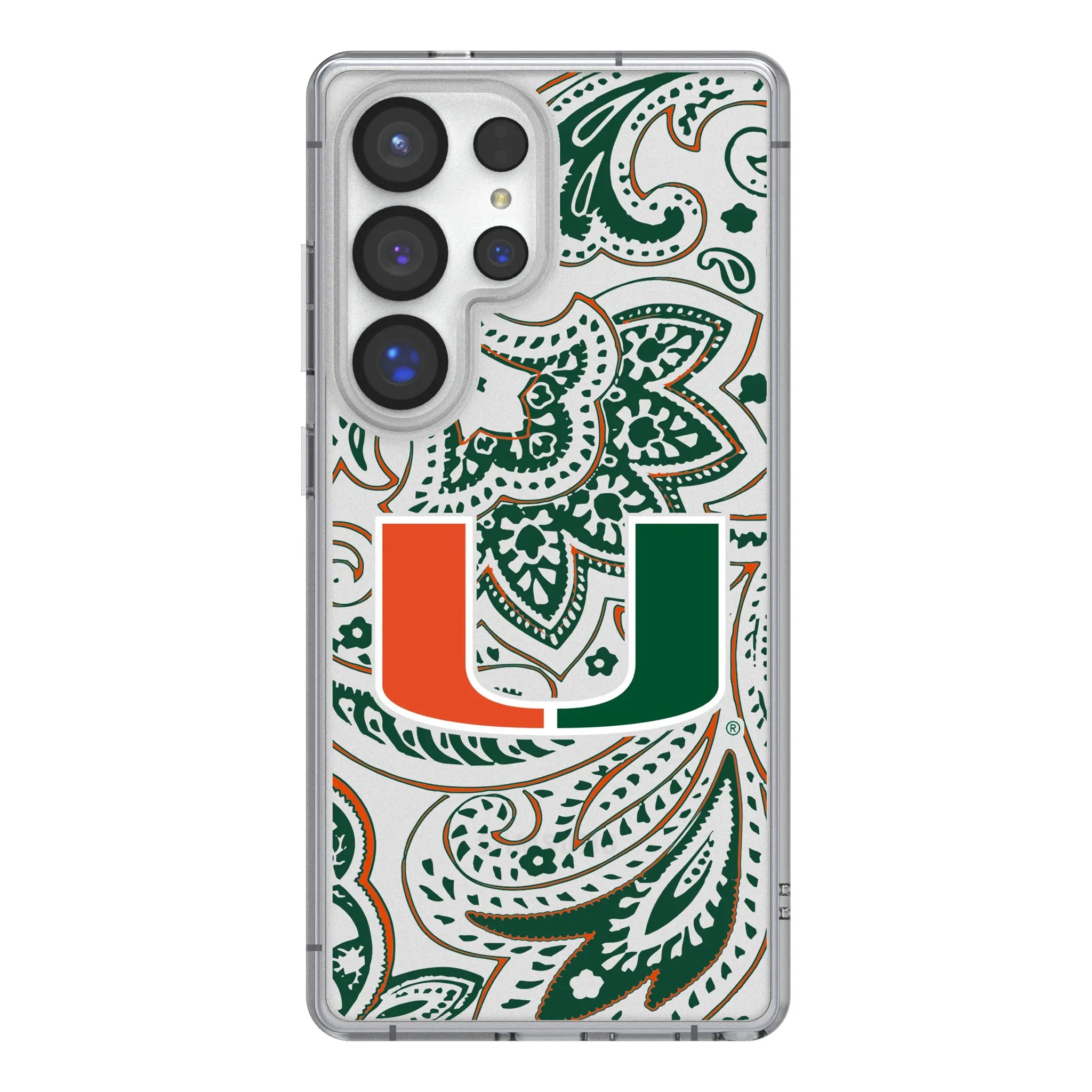 University of Miami Hurricanes Paisley Clear Phone Case for Samsung Galaxy