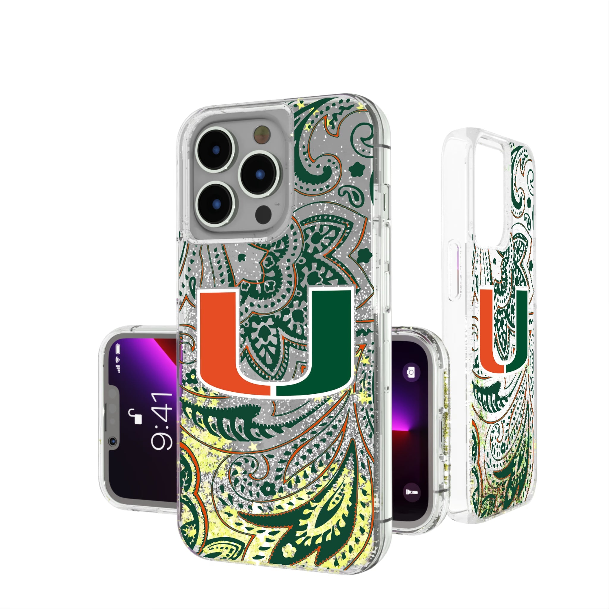 Miami Hurricanes Paisley Glitter Case