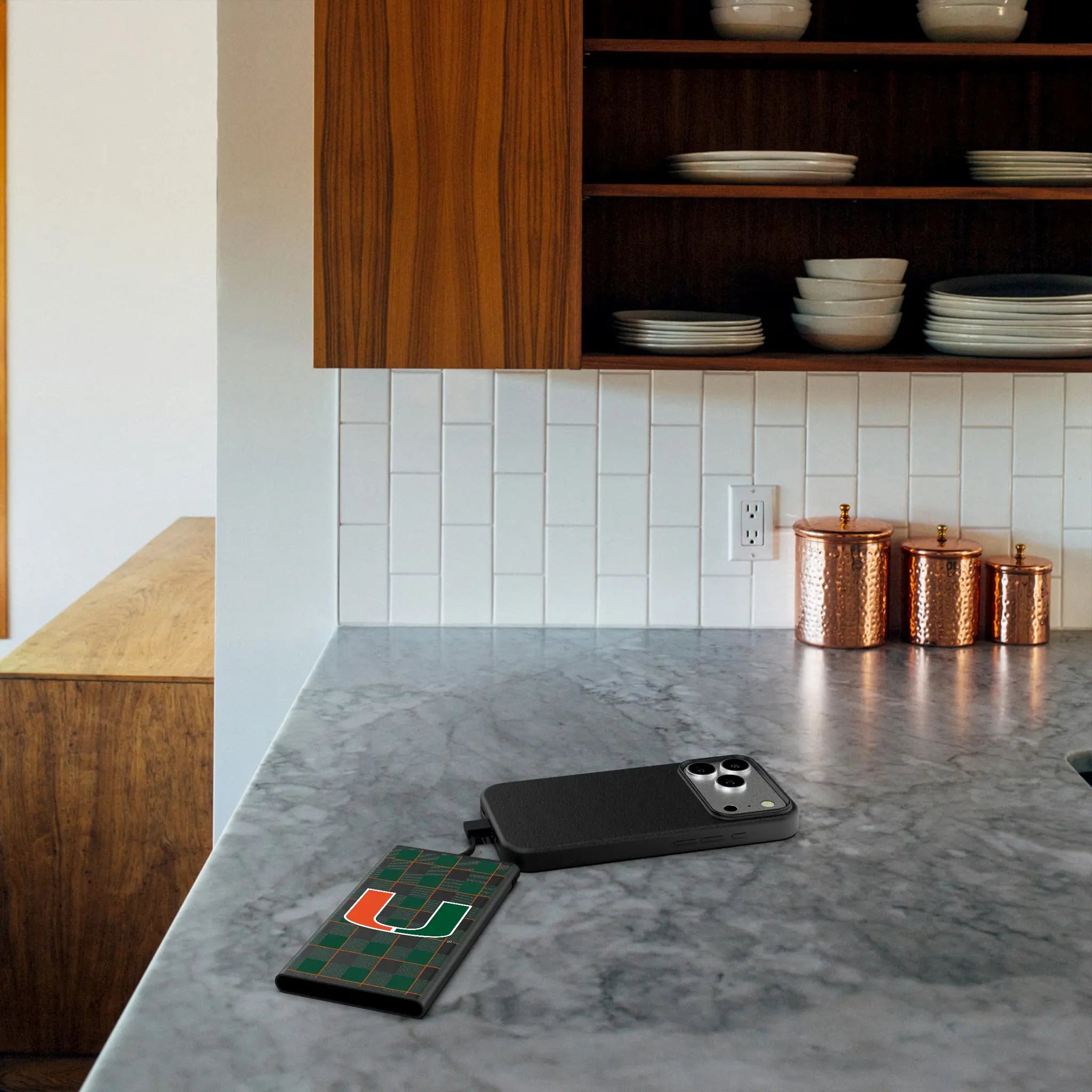 University of Miami Hurricanes Plaid 5000mAh Flat Powerbank