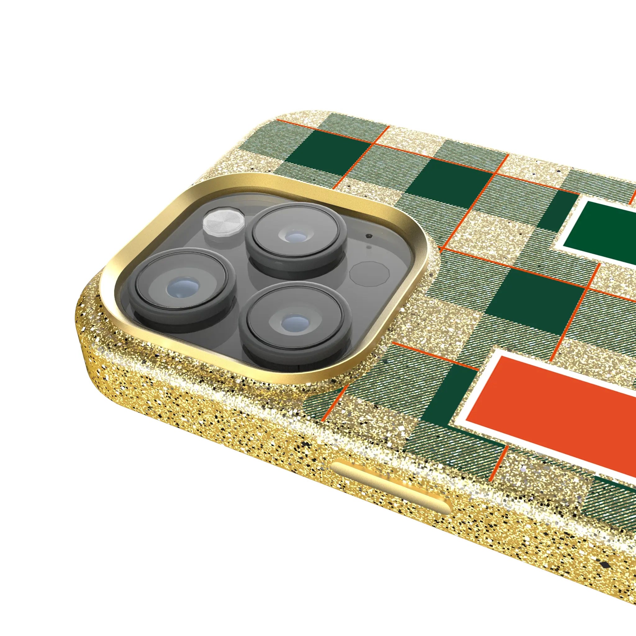 University of Miami Hurricanes Plaid Bling Phone Case for Apple iPhone