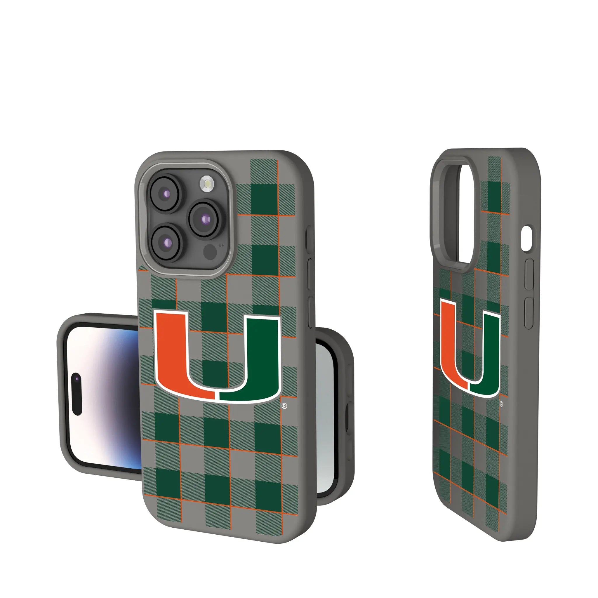 University of Miami Hurricanes Plaid Soft Touch Phone Case for Apple iPhone