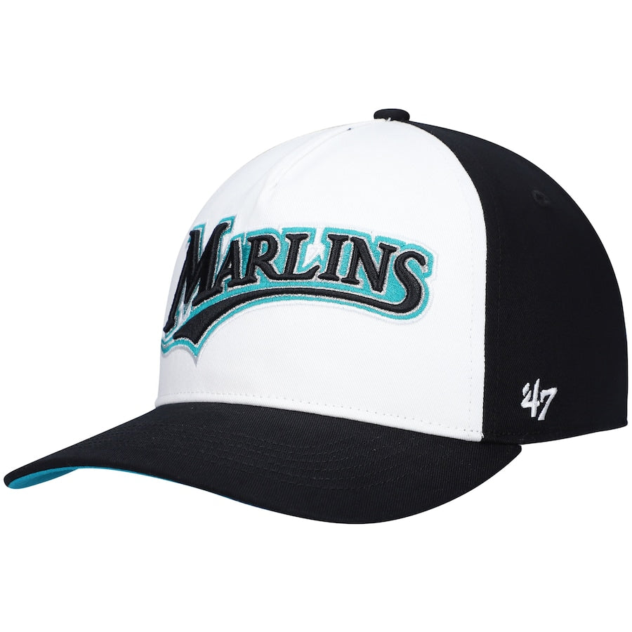 Miami Marlins 47 Brand Cooperstown Two-Tone Hitch Adjustable Hat - Black/White