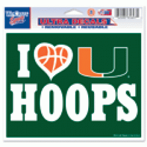 Miami Hurricanes I Love U Hoops, 5" x 6" Miami Hurricanes Basketball - CanesWear at Miami FanWear Decals & Stickers WinCraft CanesWear at Miami FanWear