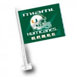 Miami Hurricanes Car Flag with Helmet and Championship Years - CanesWear at Miami FanWear Automobile Accessories JayMac Sports CanesWear at Miami FanWear