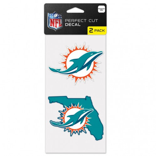 Miami Dolphins Perfect Cut State Shape Decal - 2pk