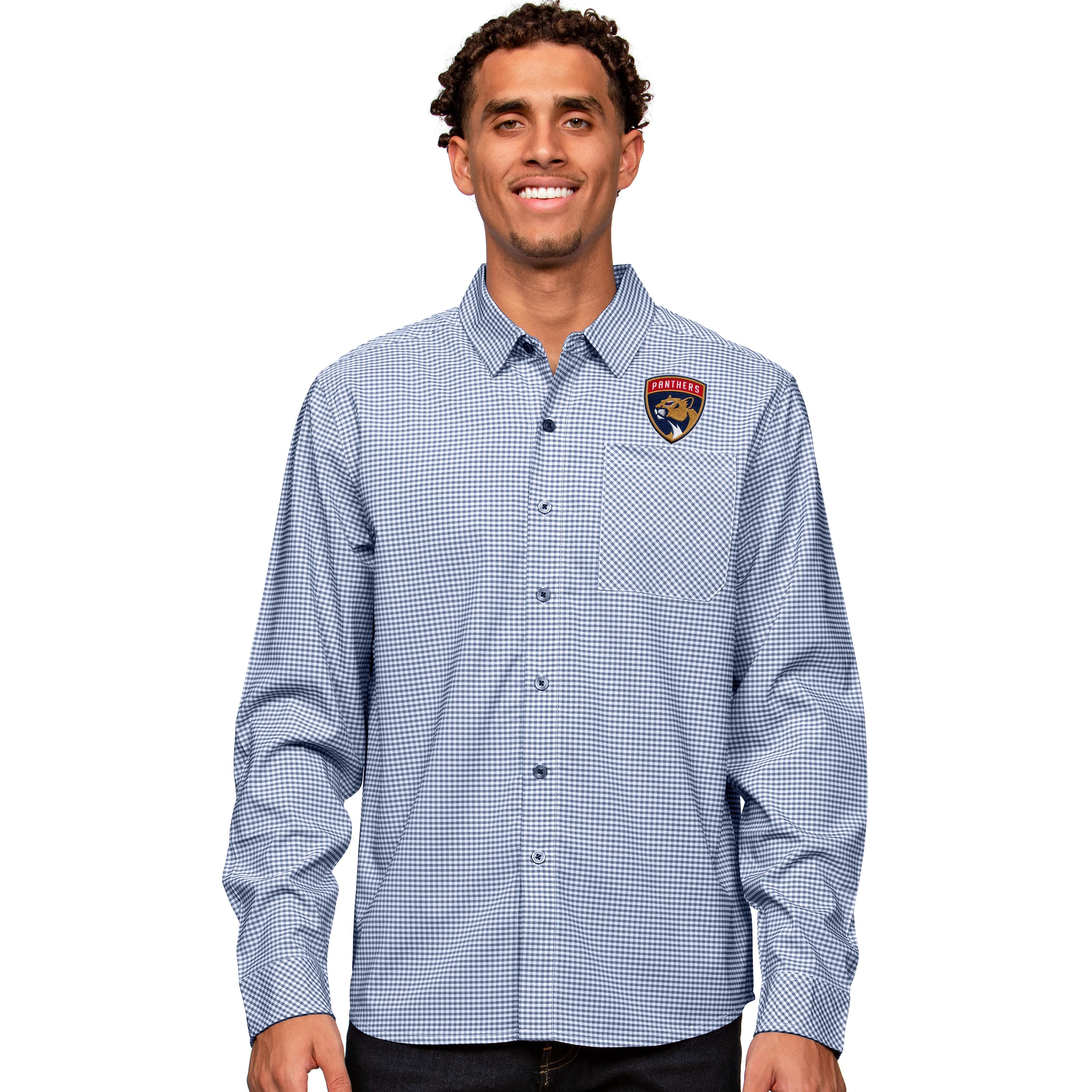 Florida Panthers Antigua Stellar Long Sleeve Dress Shirt - Navy