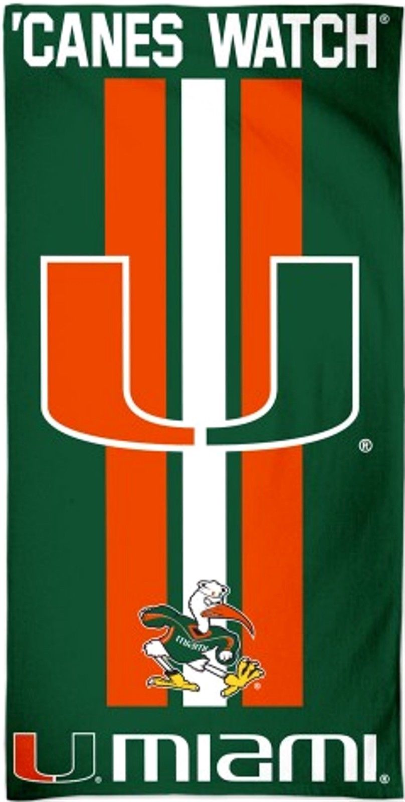 Miami Hurricanes 'Canes Watch Beach Towel - 30" x 60"