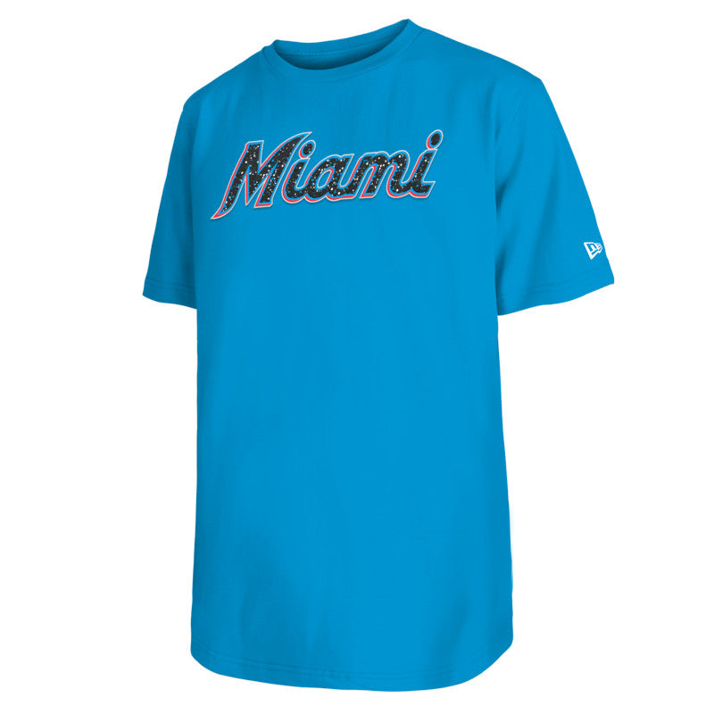 Miami Marlins New Era Paint Splatter T-Shirt - Marlins Blue