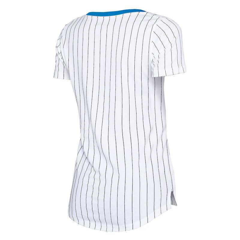 Miami Marlins New Era Womens Pinstripe V-Neck T-Shirt - White