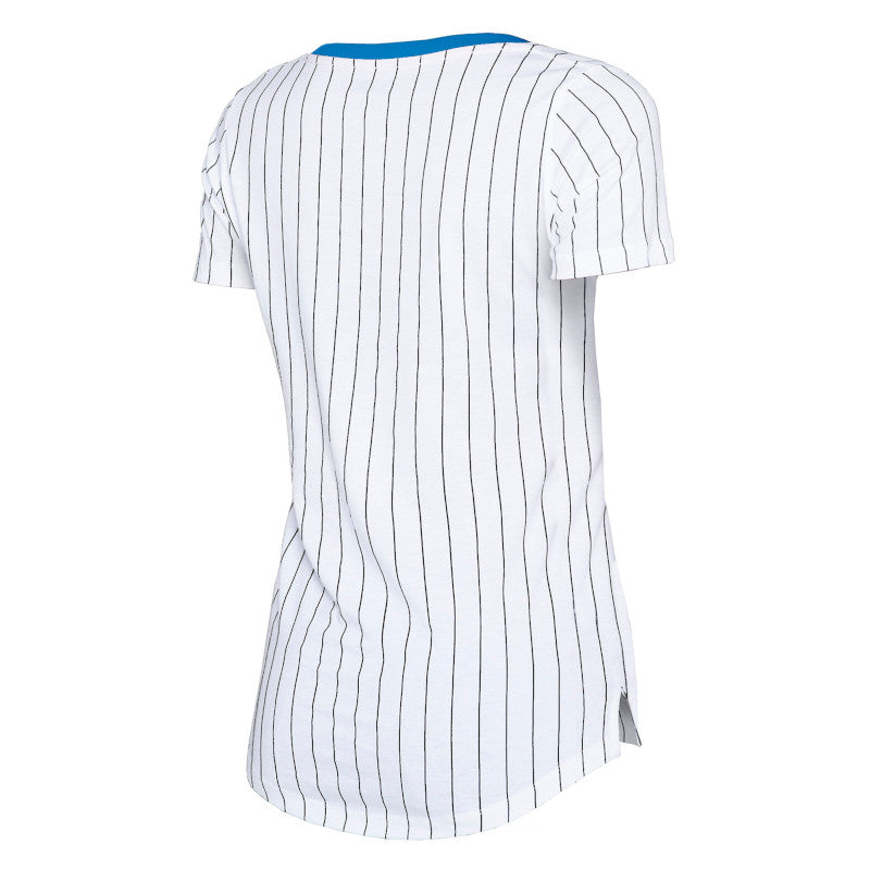 Miami Marlins New Era Womens Pinstripe V-Neck T-Shirt - White