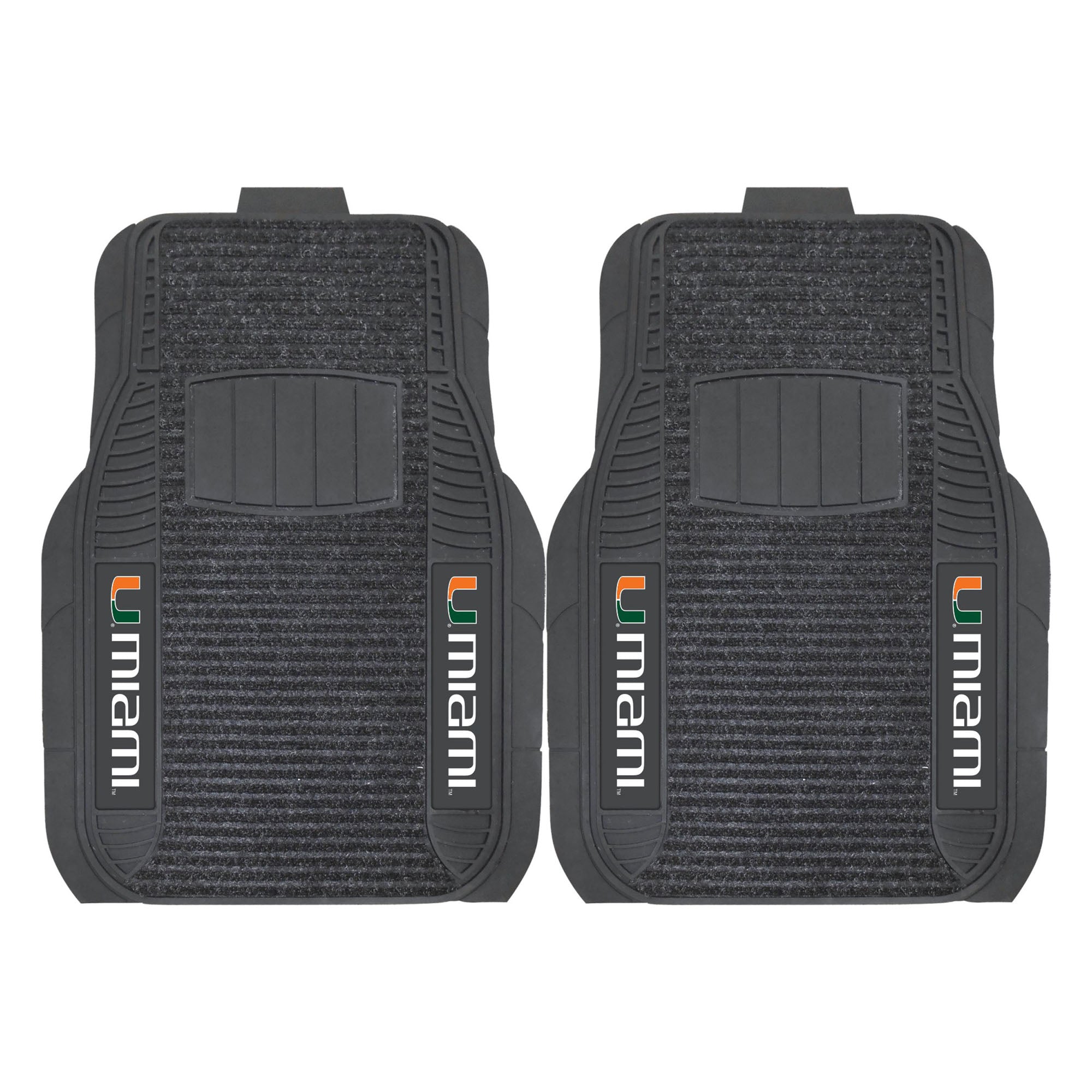 Miami Hurricanes 2-pc Deluxe Car Mat Set - Black