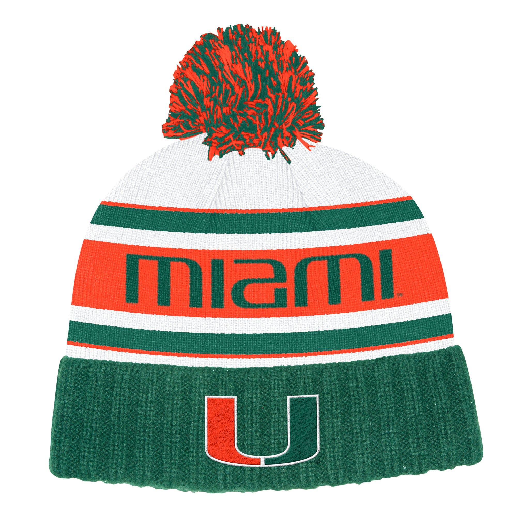 Miami Hurricanes adidas Head Name Cuffed Knit Pom