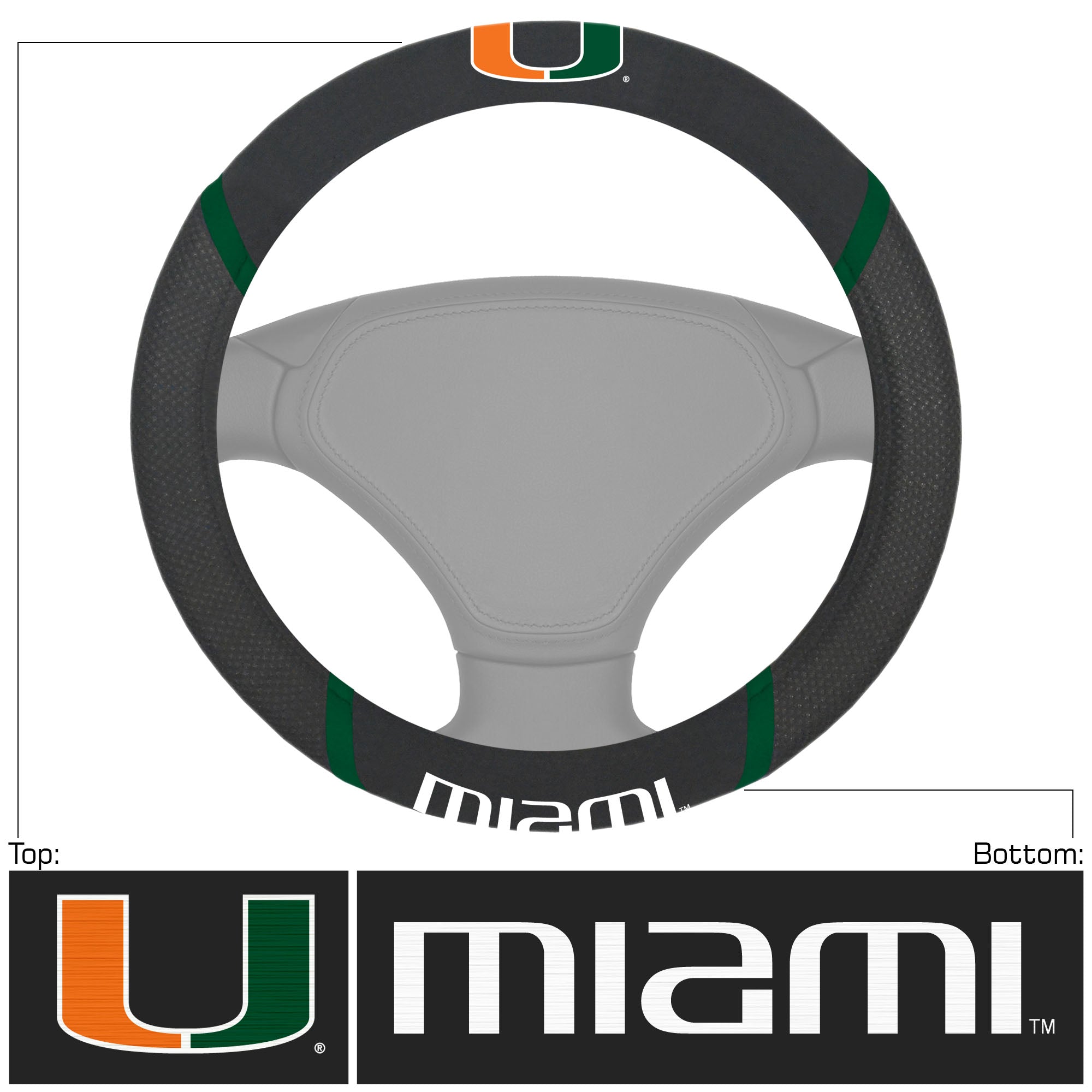 Miami Hurricanes Steering Wheel Cover - 15"x15"