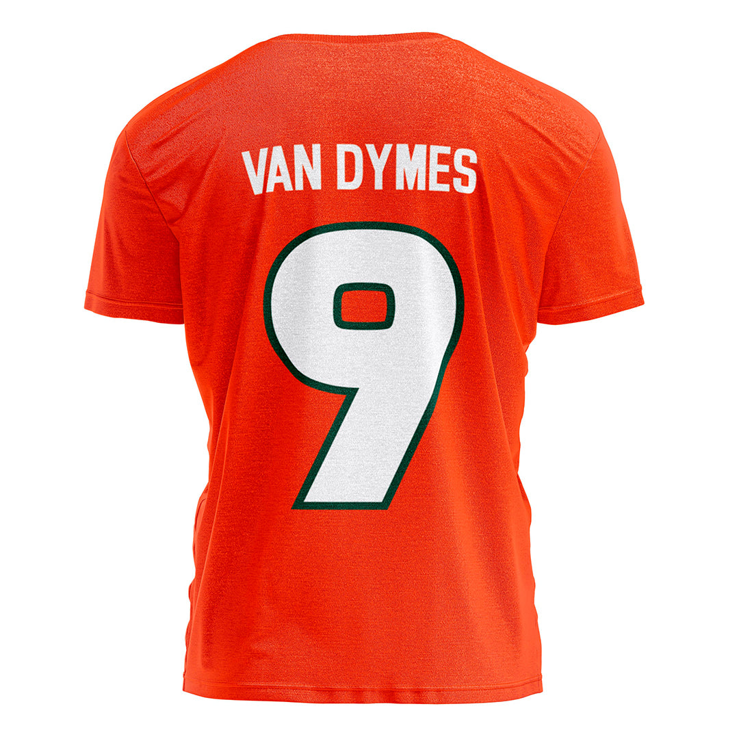 Miami Hurricanes Dyme Lyfe Tyler Van Dymes Name & Number T-Shirt - Orange