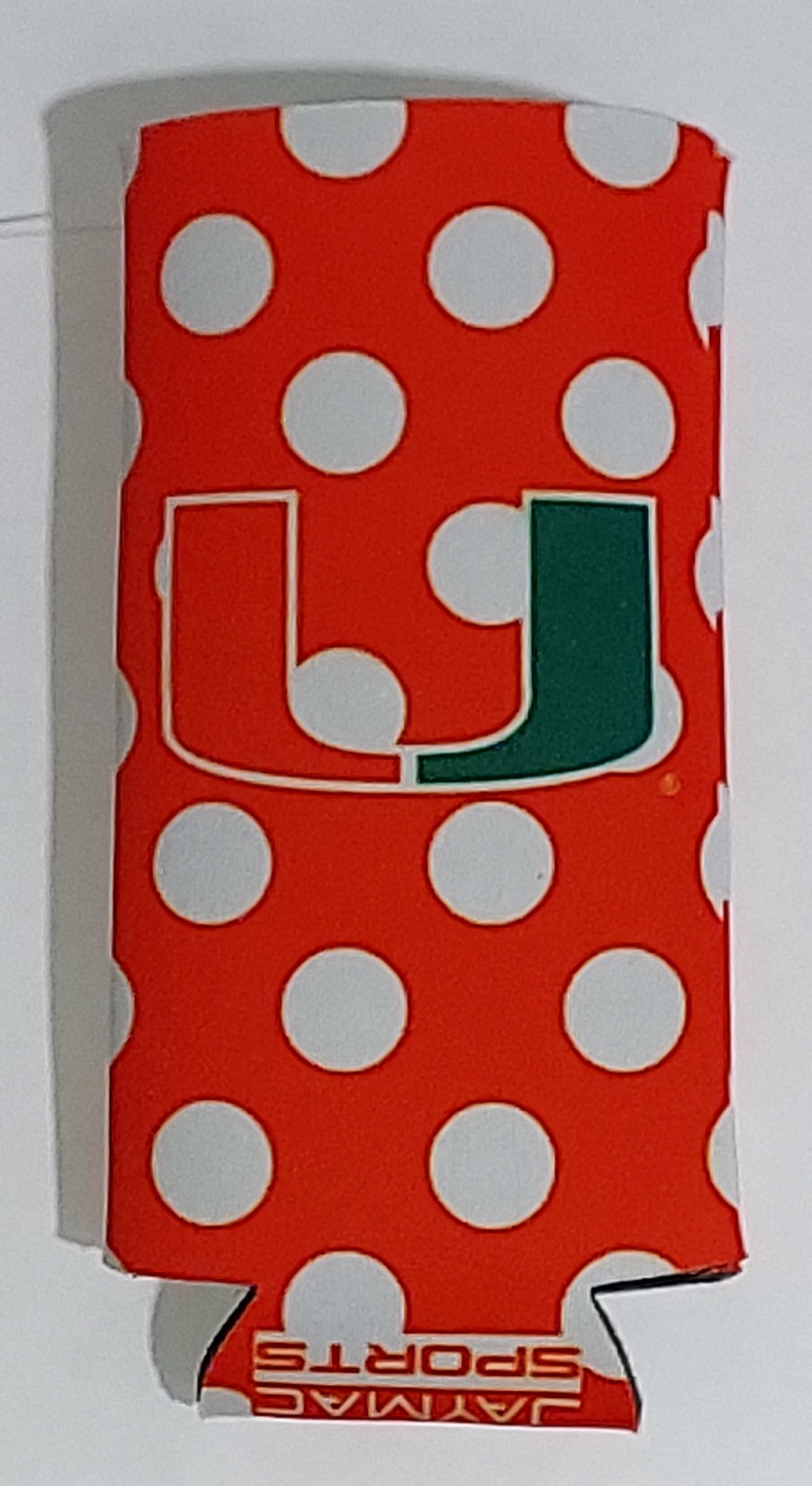 Miami Hurricanes Slim Can Koozie - Orange Dots