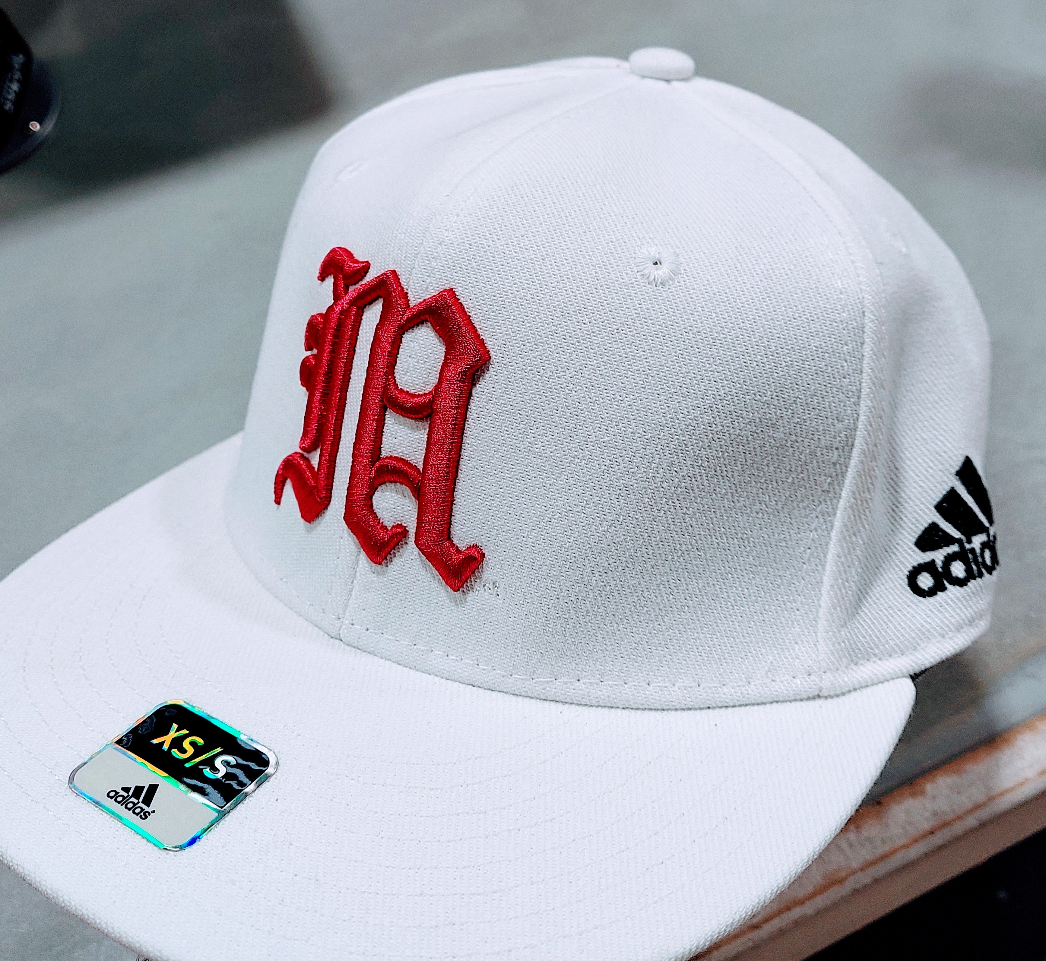 Miami Hurricanes adidas Flex Fit Baseball Hat - White/Pink 'M' Logo