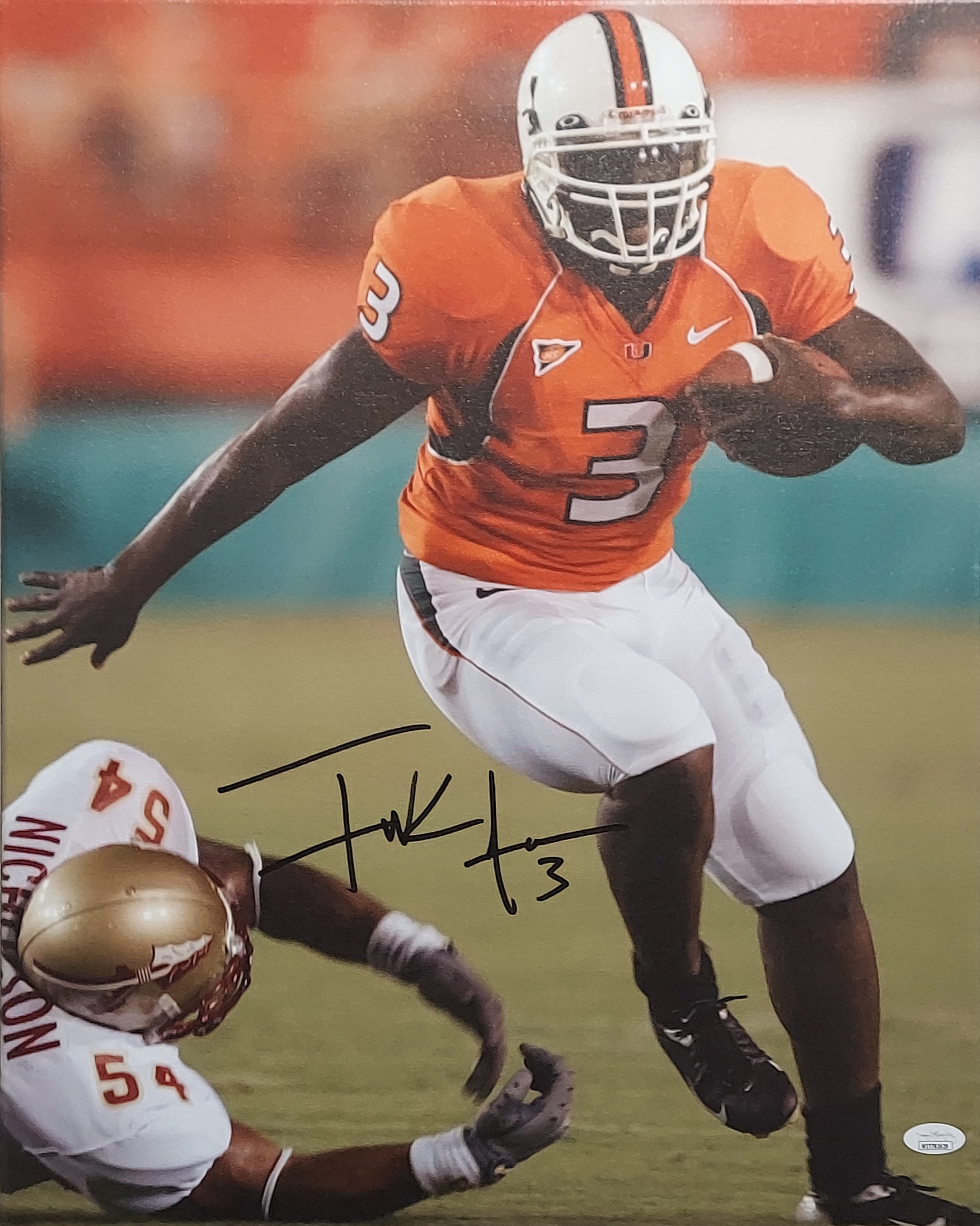 Frank Gore JSA Certified Autographed Canvas - 20"x24"