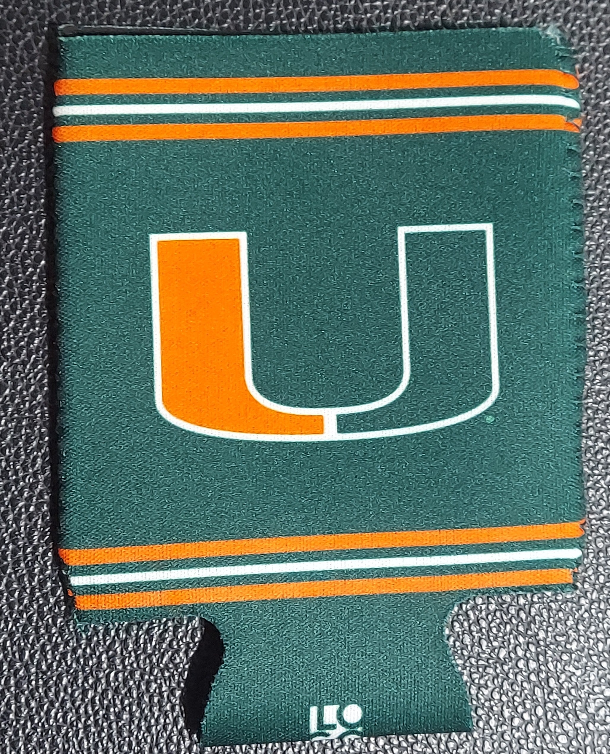 Miami Hurricanes 2-Sided Can Koozie - Green w/Stripes