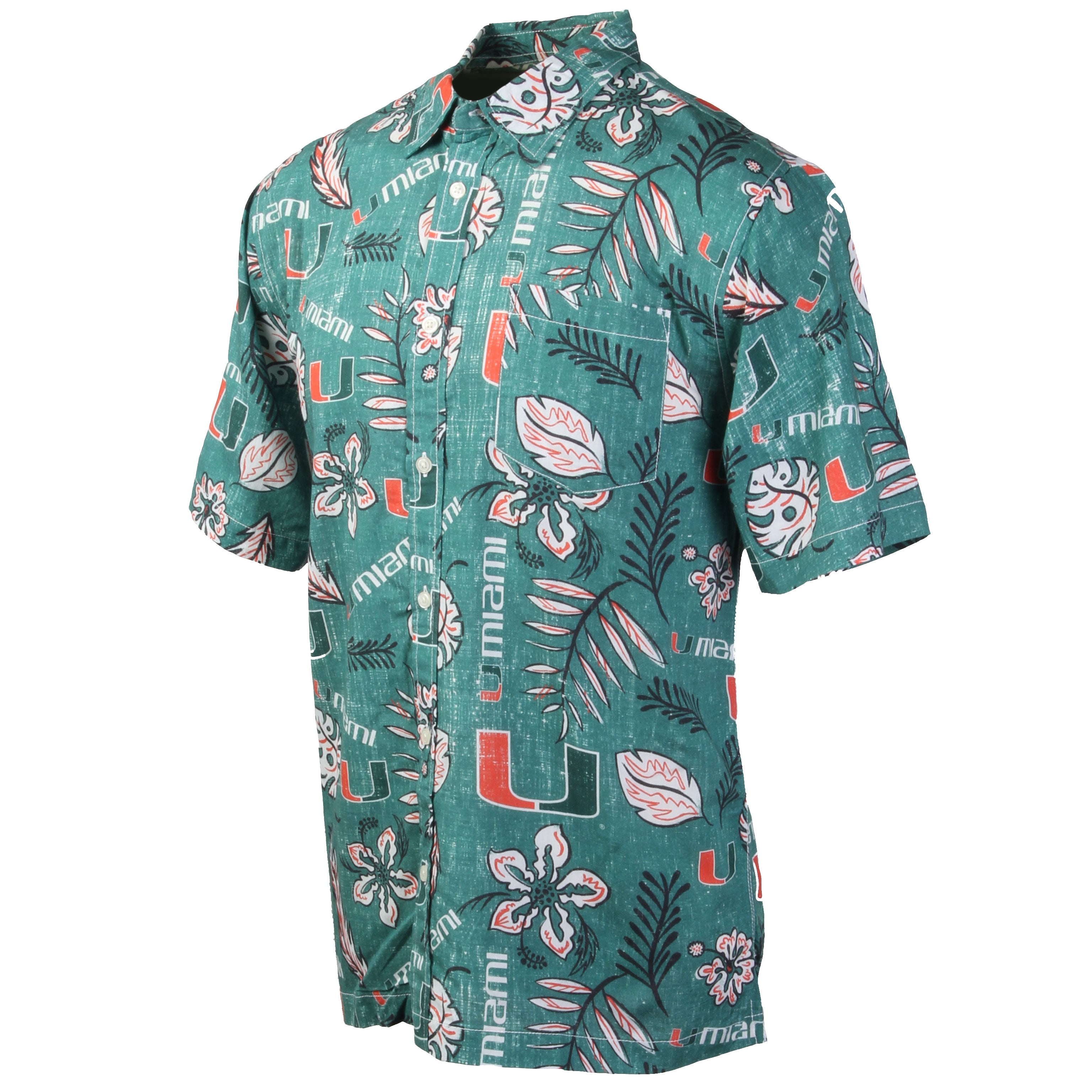 Miami Hurricanes Vintage Floral Button Up Evergreen Shirt - Green