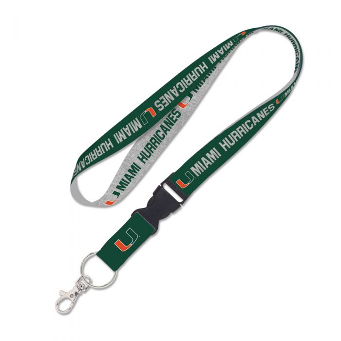 Miami Hurricanes Heathered Lanyard w/Detachable Buckle - Double Sided