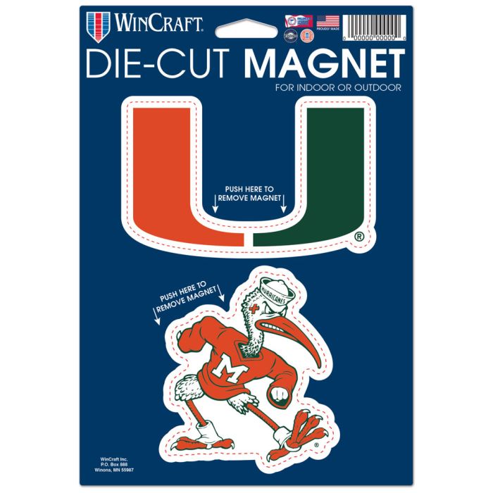 Miami Hurricanes 2 Pack Die Cut Magnets