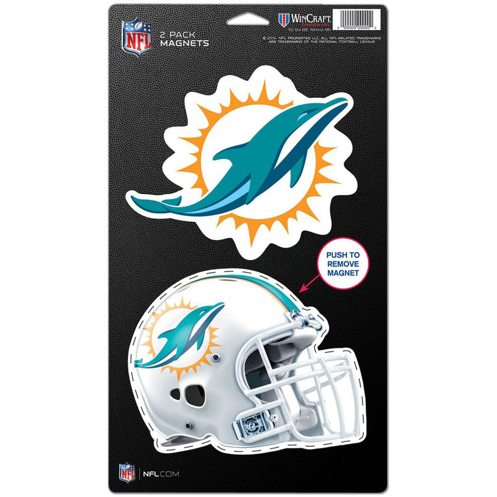 Miami Dolphins WinCRAFT 2 pack Die-Cut magnets - helmet & logo