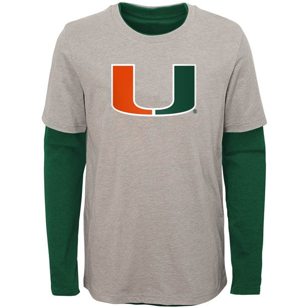 Miami Hurricanes Youth Kids 3 in 1 Combo Pack T-Shirt Set -Green/Grey