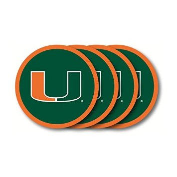 Miami Hurricanes Molded Vinyl Coasters Miami Hurricanes Beverage Coasters - Set of 4 - CanesWear at Miami FanWear Drinkware Duck House CanesWear at Miami FanWear