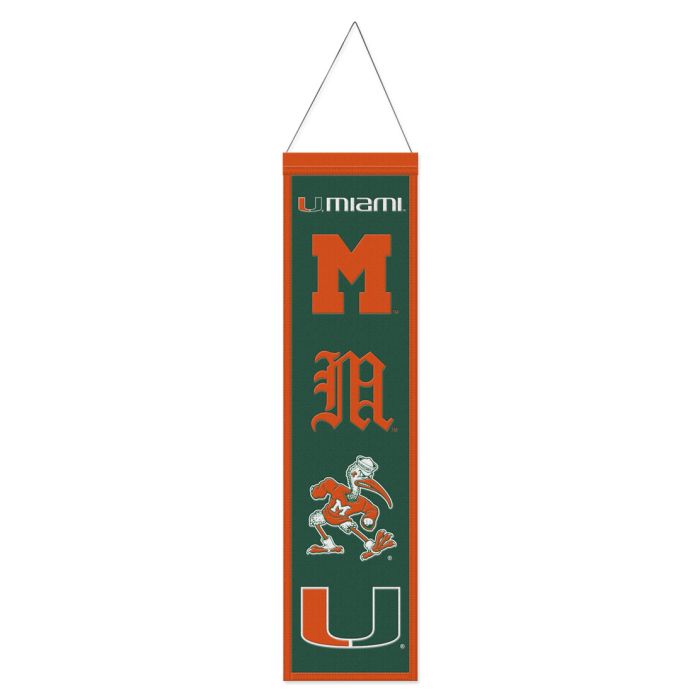 Miami Hurricanes Evolution Wool Banner - 8" x 32"