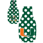 Miami Hurricanes Zipper Coozie - Green Polka Dots