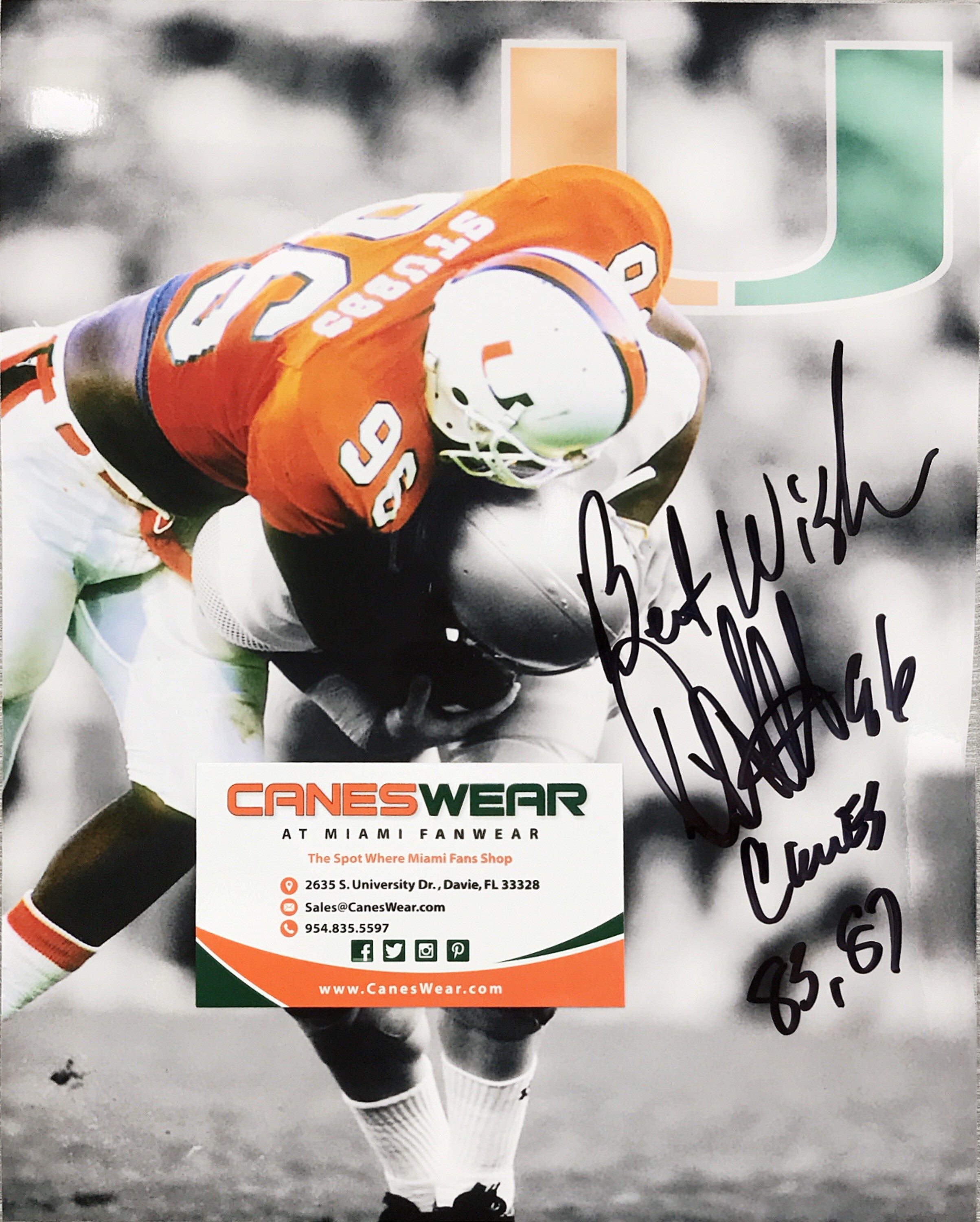 Miami Hurricanes Daniel Stubbs Autographed Photo - 8x10