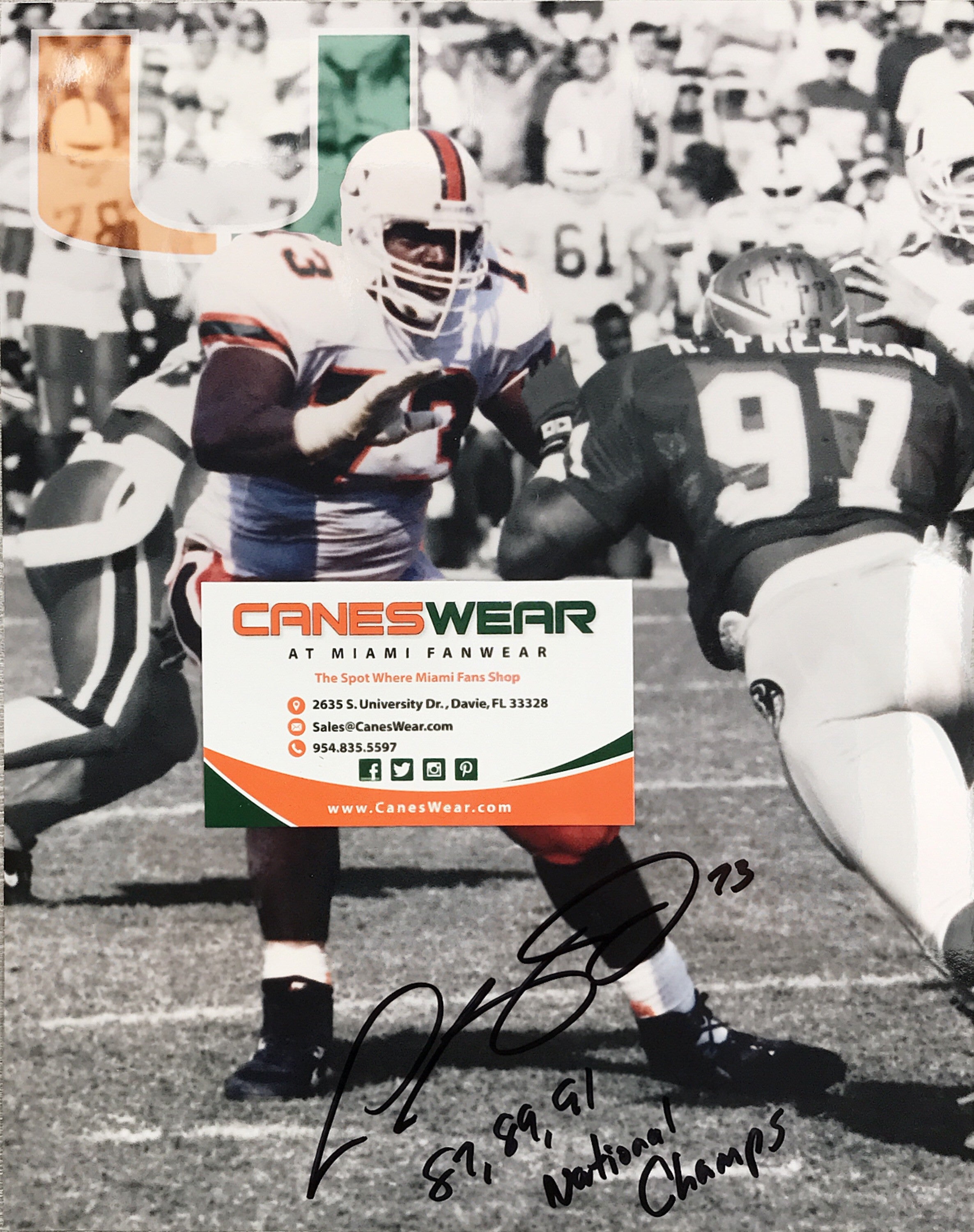 Miami Hurricanes Leon Searcy Autographed Photo - 8x10