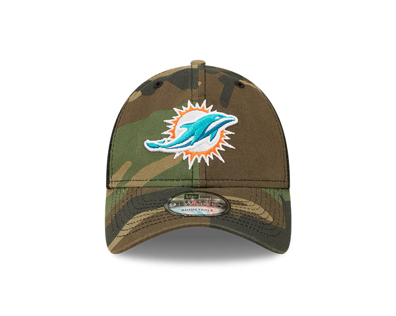 Miami Dolphins New Era Camo Basic 9twenty Adjustable Hat