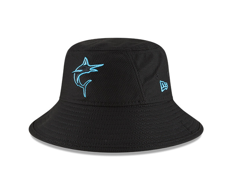 Miami Marlins New Era Batting Practice Bucket Hat - Black