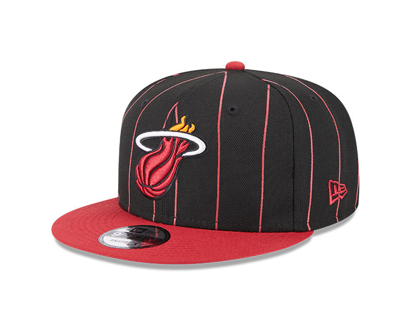 Miami Heat New Era 9Fifty Pinstripe Snapback Hat - Black