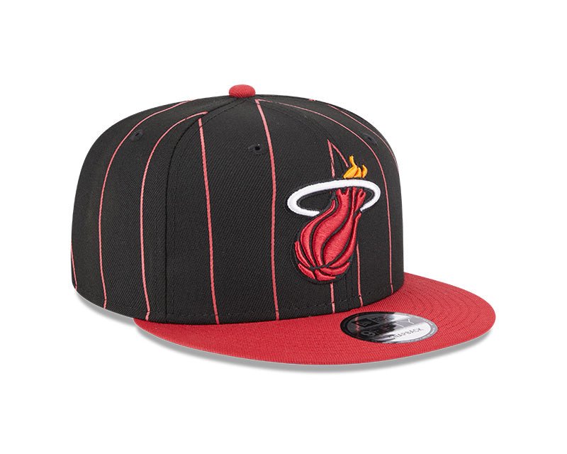 Miami Heat New Era 9Fifty Pinstripe Snapback Hat - Black