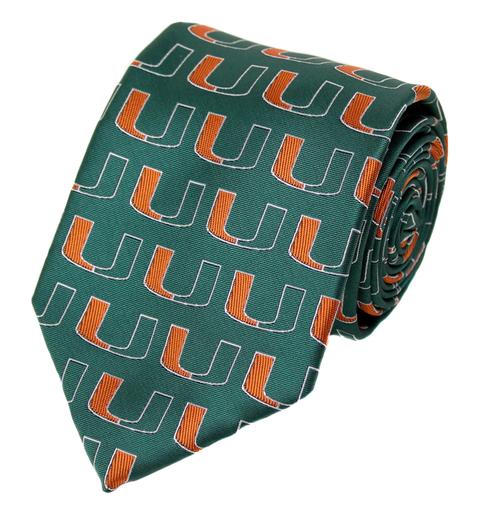 Miami Hurricanes Repeating Logos Neck Tie