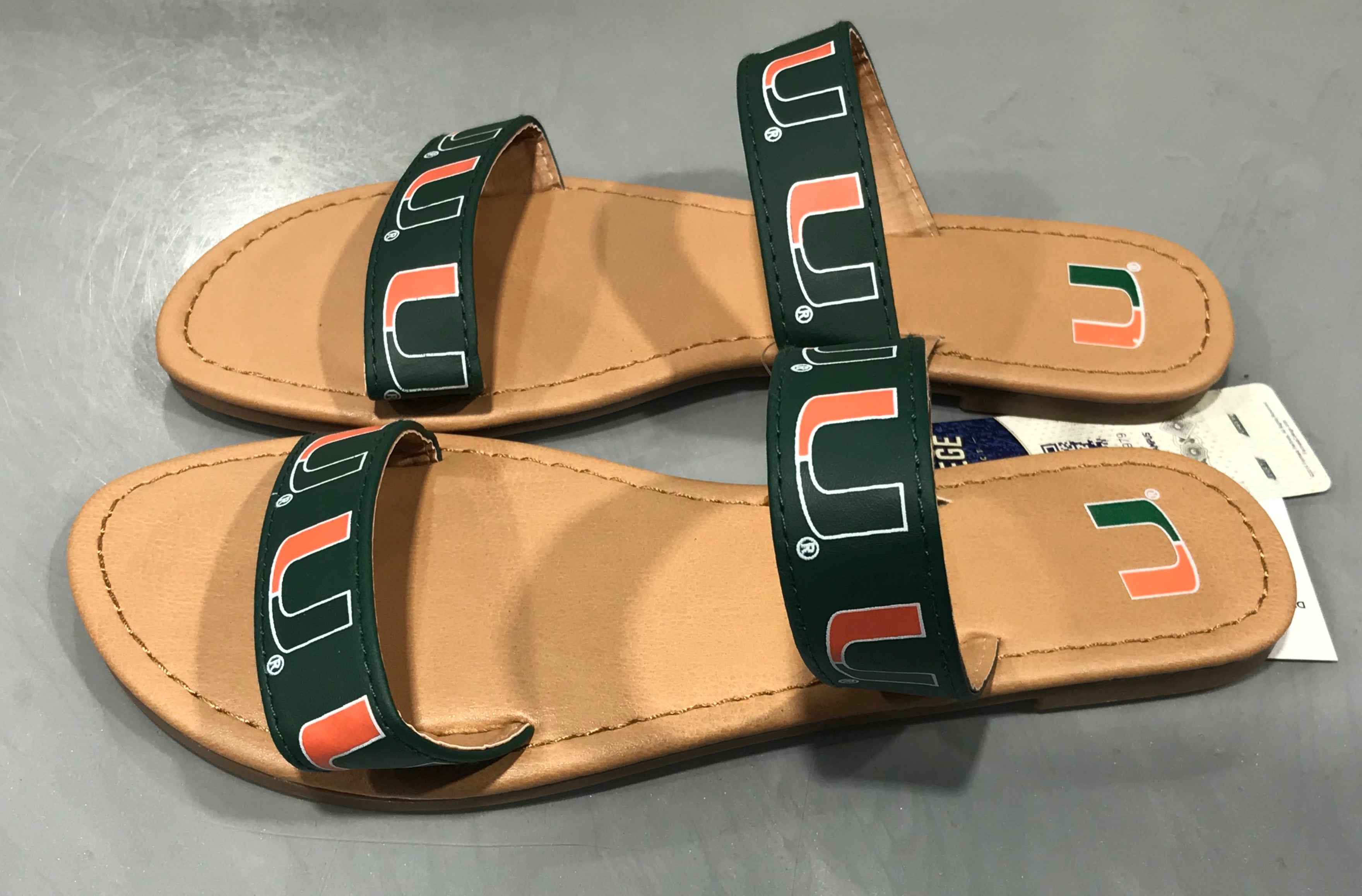 Miami Hurricanes Women's Double Strap Flip Flop Sandals - Green