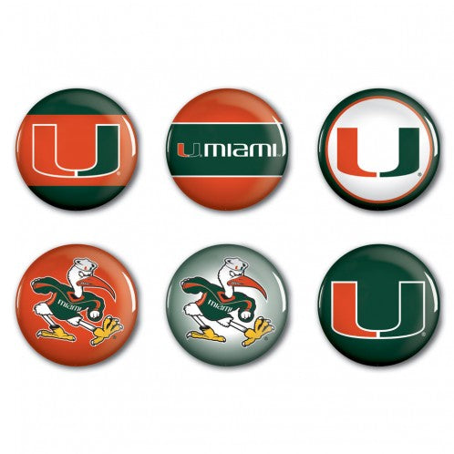 Miami Hurricanes 6 Buttons Pack