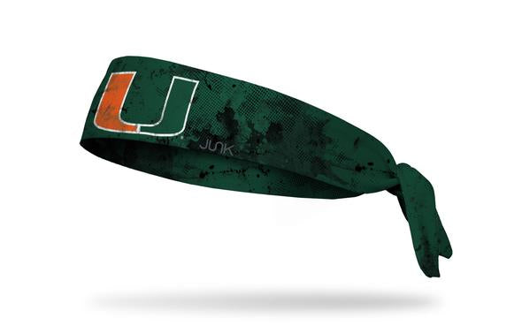 Miami Hurricanes Tie Headband The U Logo - Grunge Black
