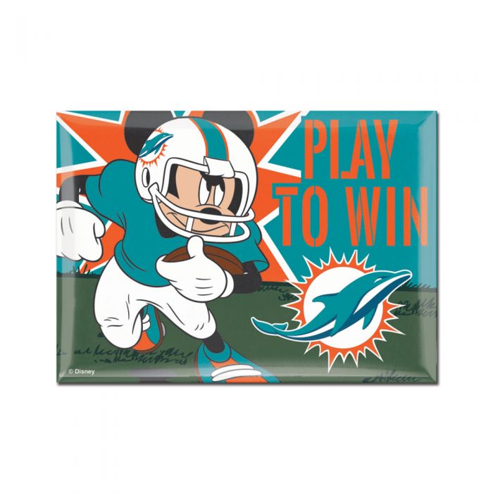 MIAMI DOLPHINS DISNEY MICKEY MOUSE FOOTBALL METAL MAGNET 2.5"