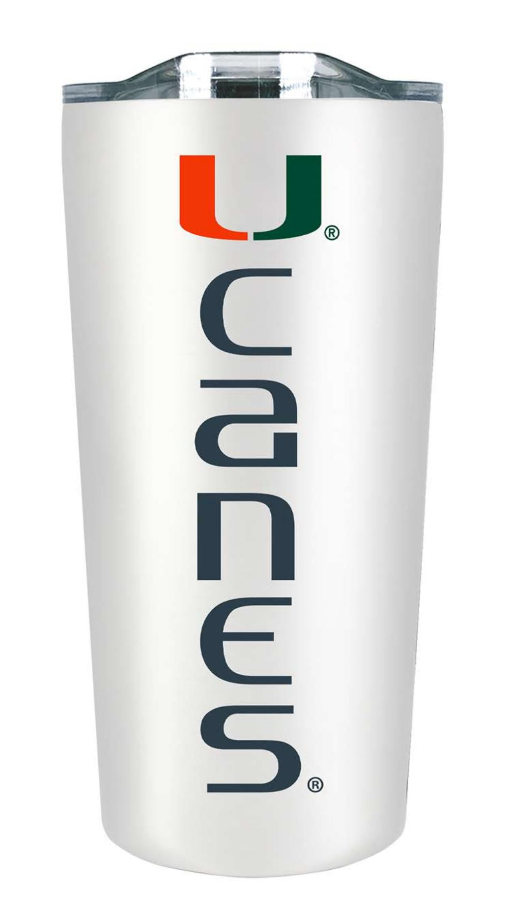 Miami Hurricanes Stainless Steal Soft Touch 'U Canes" 18oz Tumbler - White