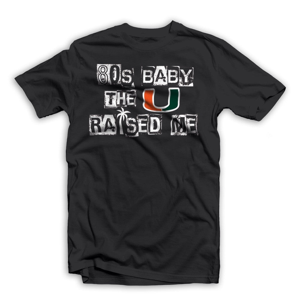 Miami Huricanes 80's Baby by Duh Nation - Black - CanesWear at Miami FanWear Men's T-Shirt Duh Nation CanesWear at Miami FanWear