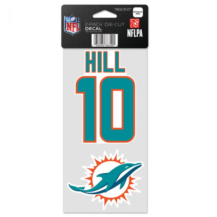 Miami Dolphins Tyreek Hill 2 pack Perfect Cut Decal - 4"x4"